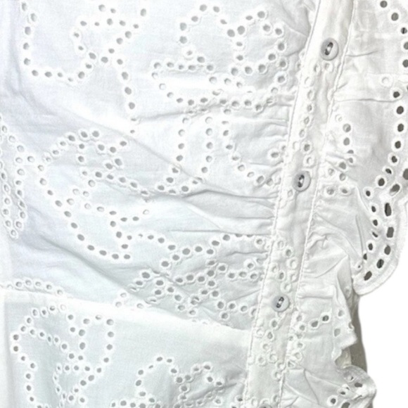 PARKER White Eyelet Ruffle Button Midi Dress Embroidered NWT size 4 Boho Chic - Picture 8 of 9